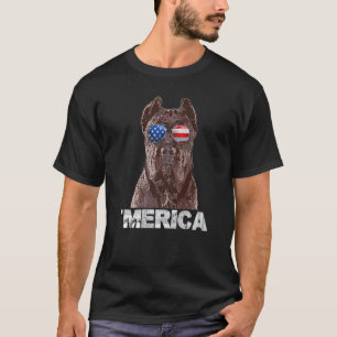 Camiseta Cane Corso Gafas De Sol Bandera Estadounidense 4 D