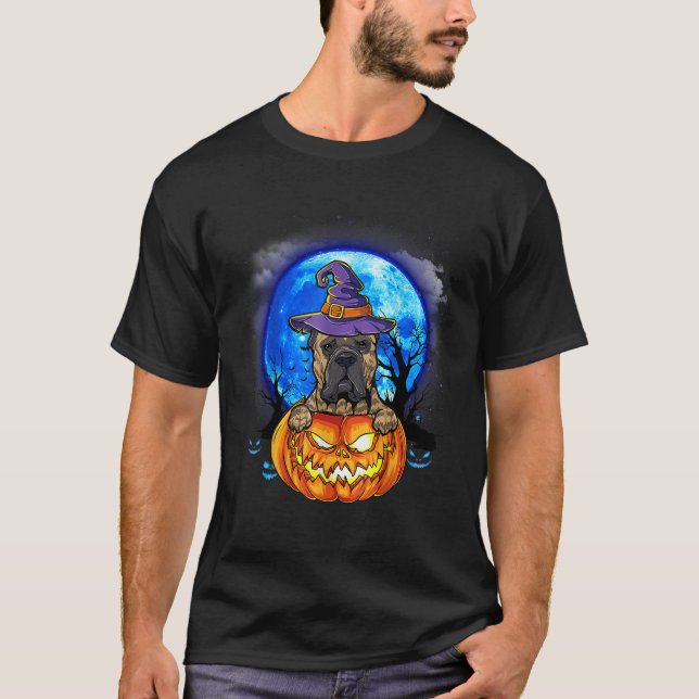 Camiseta Cane Corso Gorra de Brujas Calabaza miedo Perro de (Anverso)