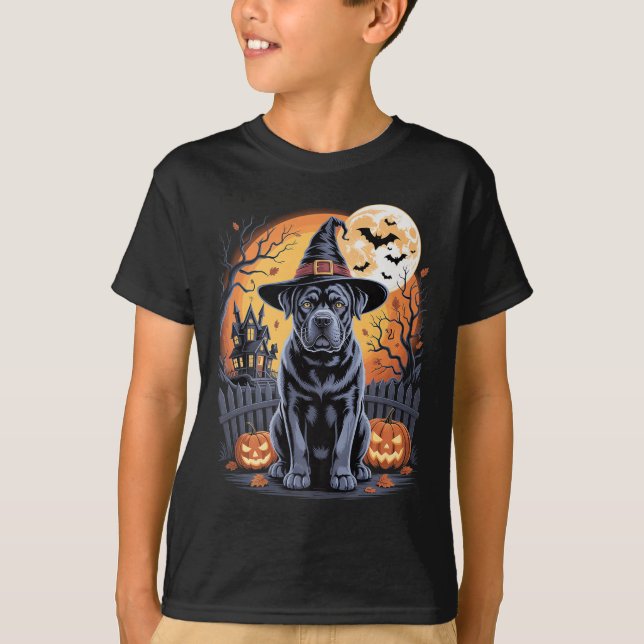Camiseta Cane Corso Halloween Y Dog Witch Moon Premium (Anverso)