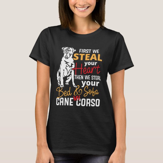 Camiseta Cane Corso Heart Bed Sofa  Slogan (Anverso)