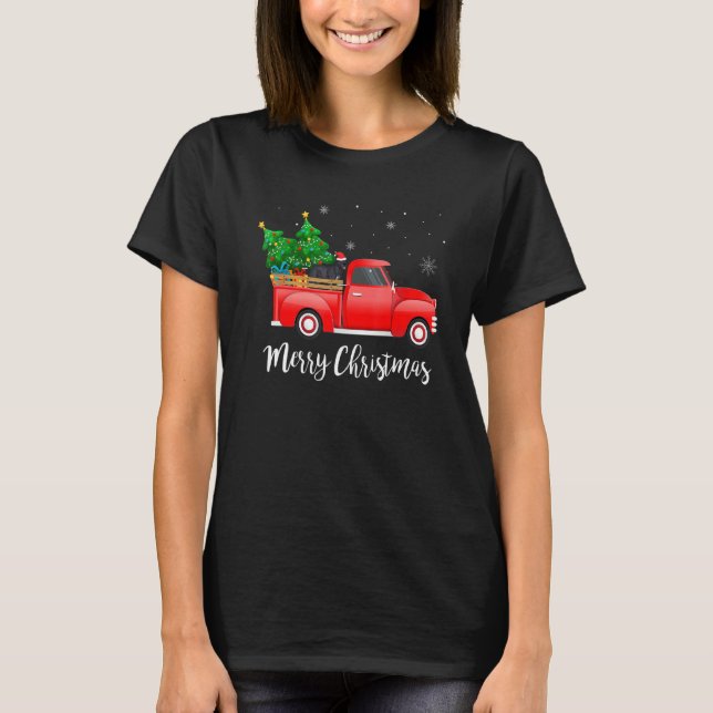 Camiseta Cane Corso Mastiff Dog Riding Red Truck Christmas (Anverso)