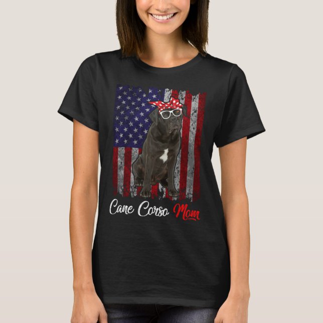Camiseta Cane Corso Mom American Flag (Anverso)