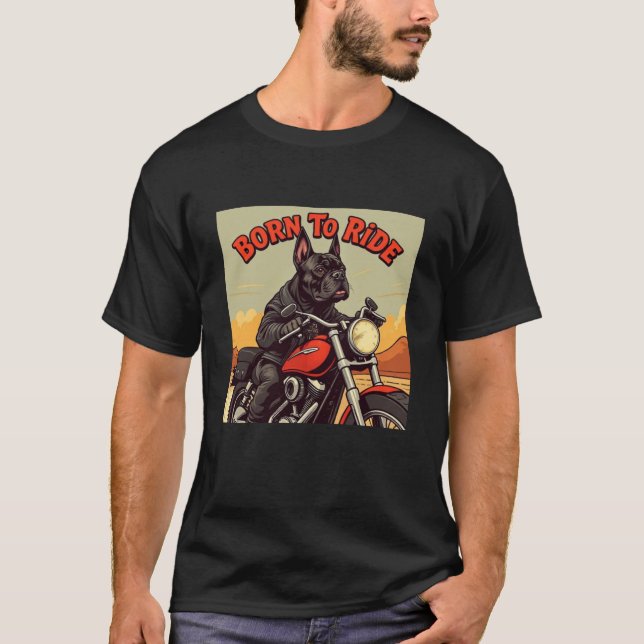 Camiseta Cane Corso Nacido Para Montar En Biker (Anverso)