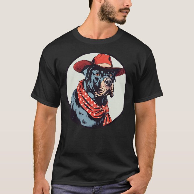 Camiseta Cane Corso Vaquero Perro Divertido Oeste Salvaje (Anverso)