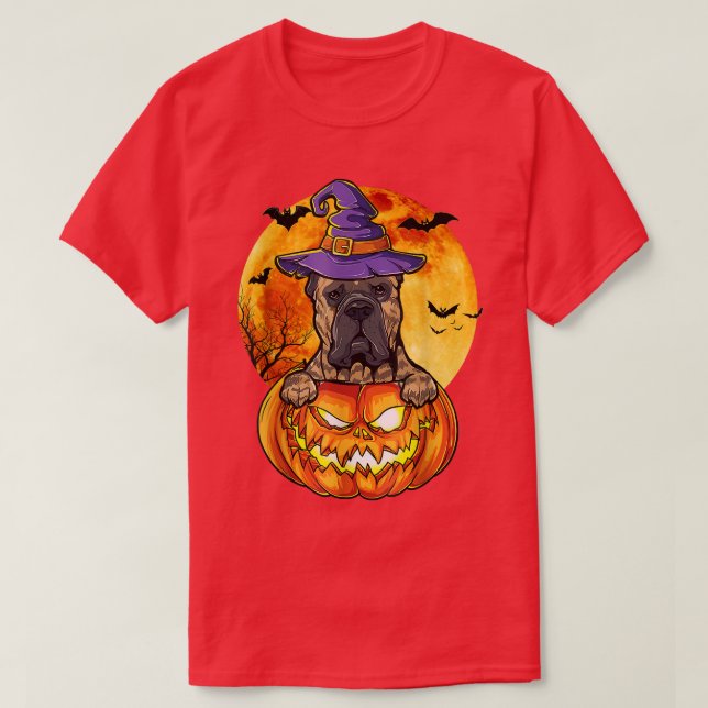 Camiseta Cane Corso Witch Pumpkin Halloween Perro Lover Fun (Diseño del anverso)