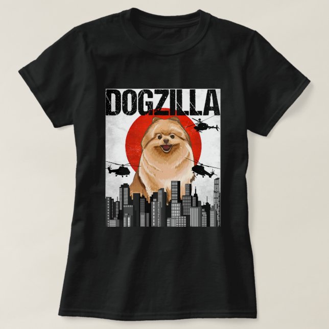 Camiseta Canezilla Dogzilla Pomerania japonesa (Diseño del anverso)