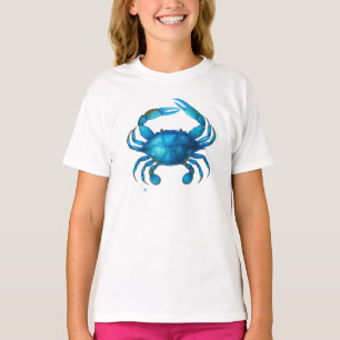 Camiseta Cangrejo Azul Acuarela Gráfico – Vida Marina Coste