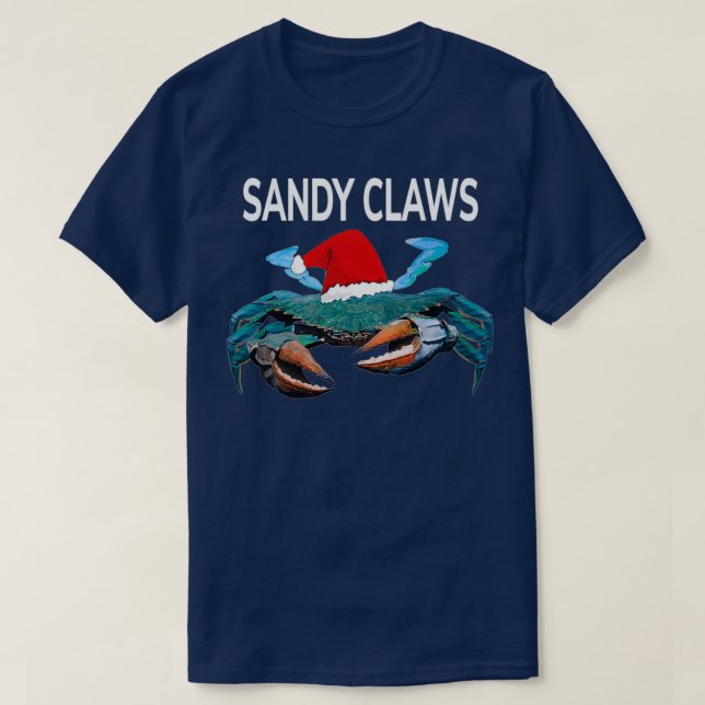 Camiseta Cangrejo azul gracioso en un Navidad de Santa Hat  (Diseño del anverso)