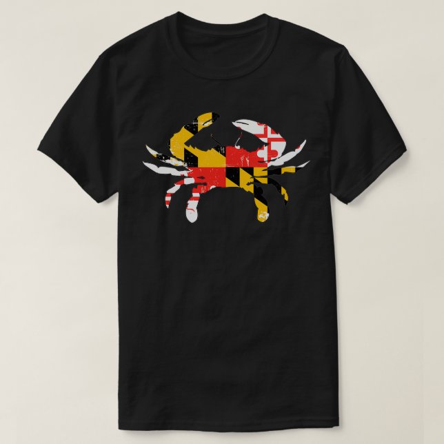 Camiseta Cangrejo con bandera de Maryland perturbado 1 (Diseño del anverso)
