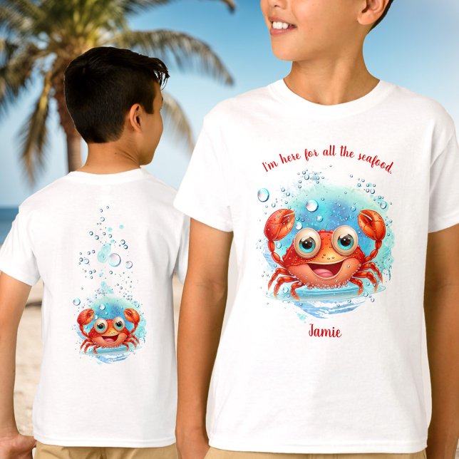 Camiseta Cangrejo Cute Summer Vacation Cangrejo marisco Nom (Cute Crab Summer Vacation Crabbing seafood Name T-Shirt)