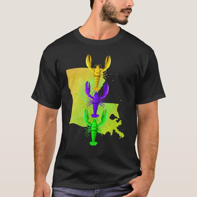 Camiseta Cangrejo de río Mardi Gras, pintura amarilla del m (Anverso)