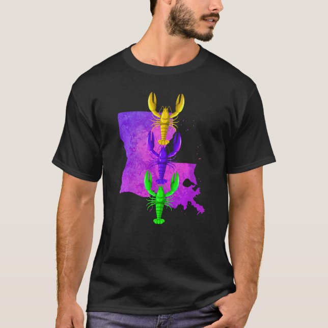 Camiseta Cangrejo de río Mardi Gras, salpicadura de pintura (Anverso)