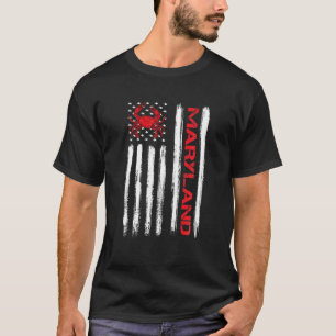 Camiseta Cangrejo Maryland Estado Vintage Bandera Americana