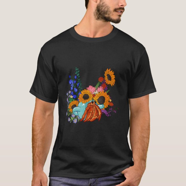 Camiseta Cangrejo Y Flores De La Hermidera De Tetera - (Anverso)