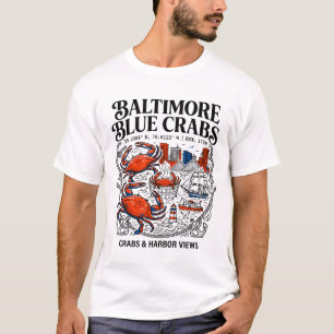 Camiseta Cangrejos Azules De Baltimore Y Vista Del Frente M