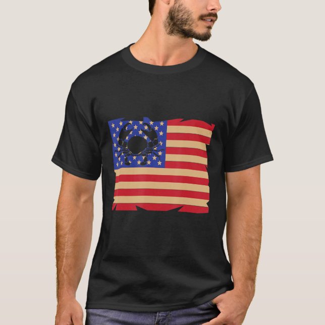 Camiseta Cangrejos de la bandera estadounidense adictos al  (Anverso)