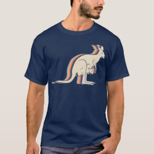 Camiseta Canguro Australia Arte Líneal Retro retro