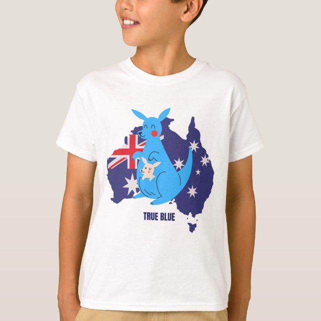 Camiseta canguro azul de Australia (Anverso)