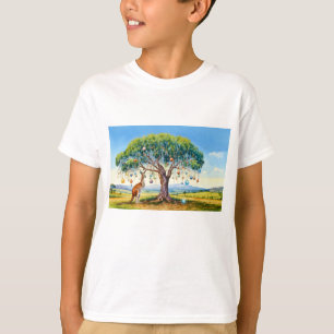 Camiseta Canguro bajo eucalipto con adornos navideños