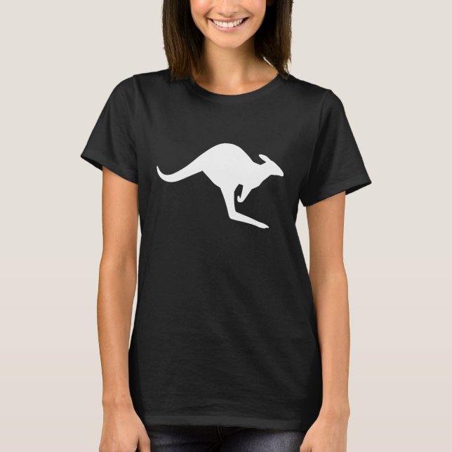 Camiseta Canguro de precaución en blanco y negro (Anverso)