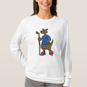 Camiseta Canguro en hockey sobre hielo con bastón de hockey