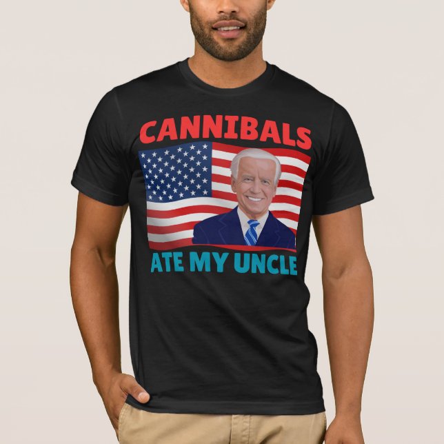 Camiseta Caníbales comiendo mi tío bandera de EE.UU. Biden  (Anverso)