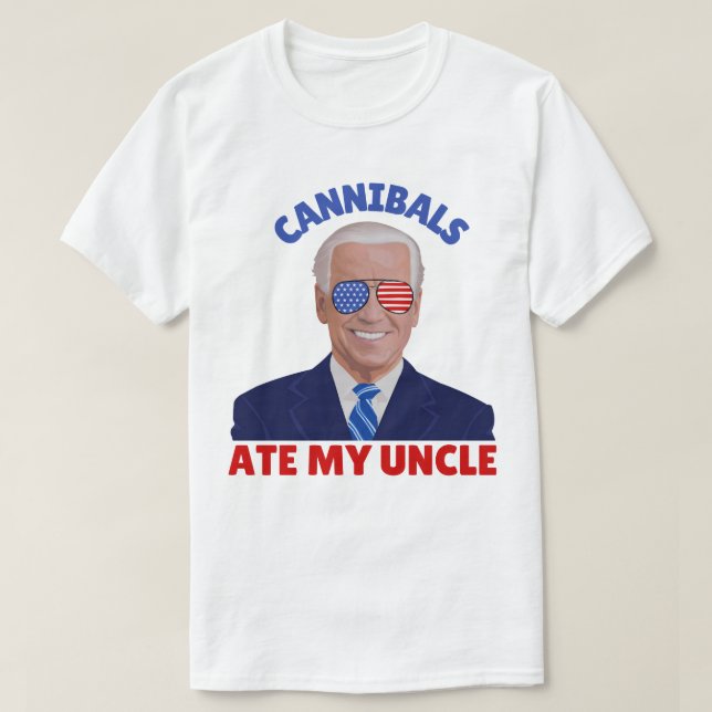 Camiseta Caníbales divertidos comieron mi tío Biden Vinatge (Diseño del anverso)