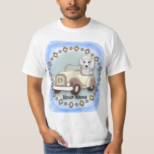 Camiseta Caniche Blanco Conduciendo Coche
