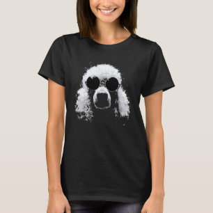 Camiseta Caniche con gafas de sol Arte de salpicadura blanc