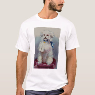 Camiseta Caniche con la cinta azul