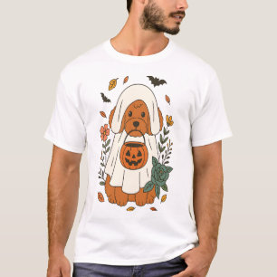 Camiseta Caniche de Halloween con flores de otoño
