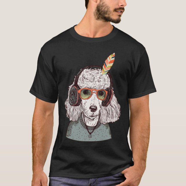 Camiseta Caniche divertido hipster (Anverso)