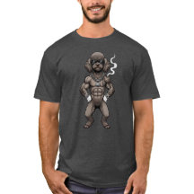 Caniche miniatura, musculoso, tatuado, culturista
