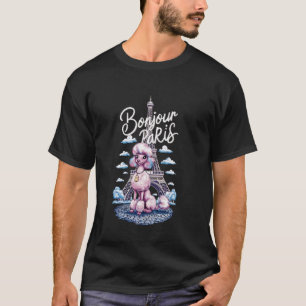 Camiseta Caniche parisino con Bonjour de mujer de la Torre