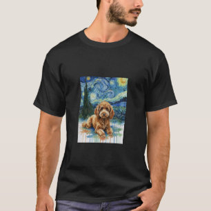 Camiseta Caniche Rojo Estilo Noche Estrellada Salpicadura d
