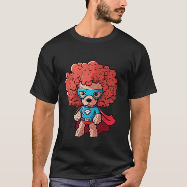Camiseta Caniche Superhéroe Capa Roja Perro Super Héroe (Anverso)