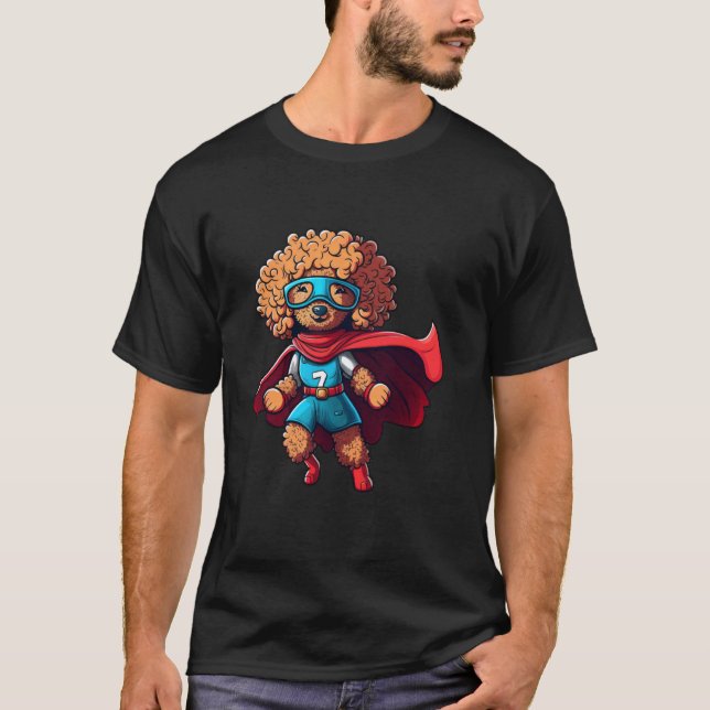Camiseta Caniche Superhéroe Capa Roja Perro Superhéroe (Anverso)