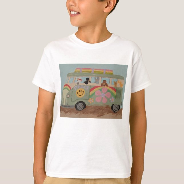 Camiseta Caniches en Furgoneta Hippie (Anverso)
