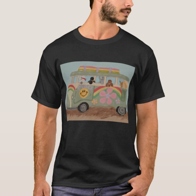 Camiseta Caniches en furgoneta hippie (Anverso)