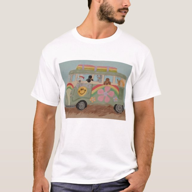 Camiseta Caniches en furgoneta hippie (Anverso)