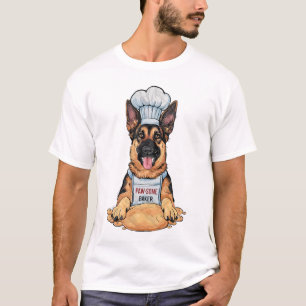 Camiseta Canina culinaria: Pastor alemán panadero con pan