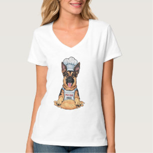 Camiseta Canina culinaria: Pastor alemán panadero con pan