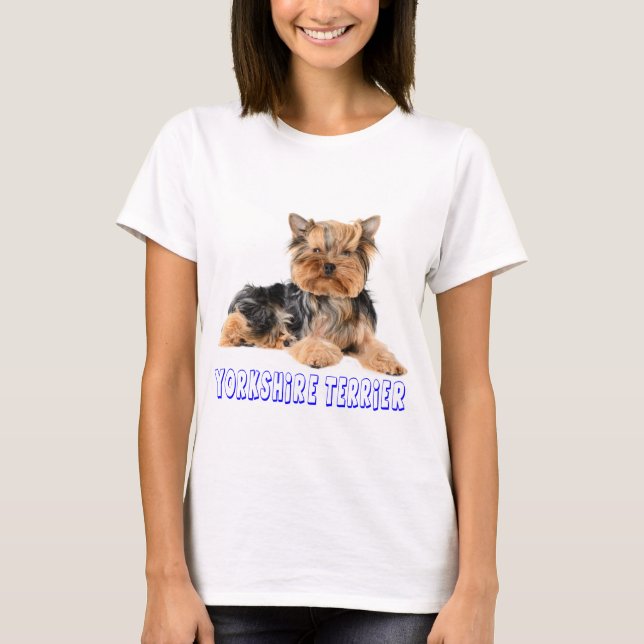 Camiseta Canina femenina de perro porcino de Yorkshire (Anverso)