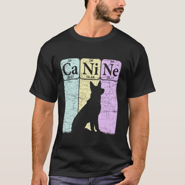 Camiseta Canine Dog Elementos Periódicos De Mesa Pastel Amo (Anverso)