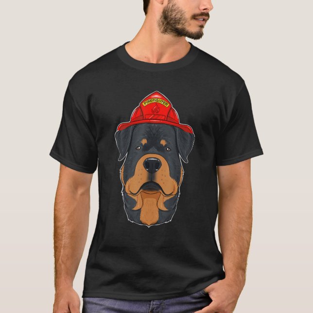 Camiseta Canine Handler I Fireman Dog I Bombero Rottwei (Anverso)