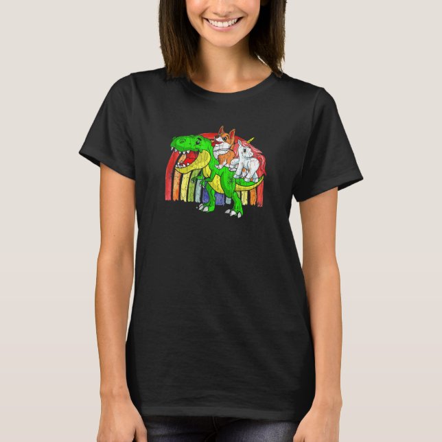 Camiseta Canino de ganado australiano Unicorn Dinosaur Rex (Anverso)