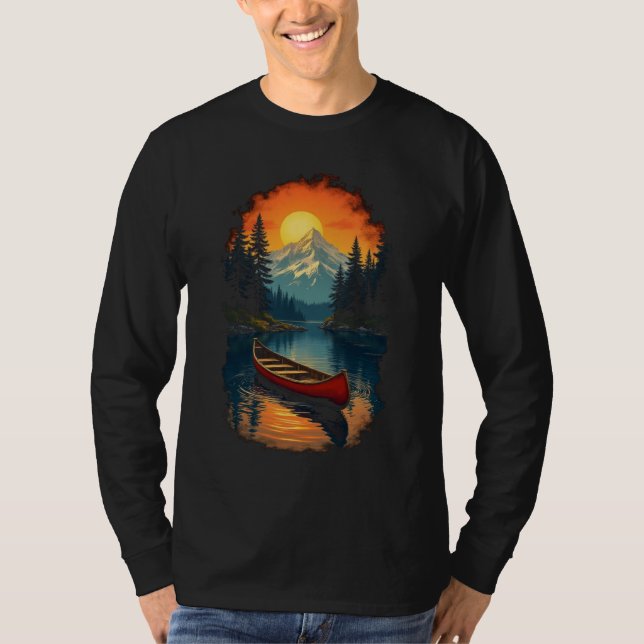 Camiseta Canoe Splash Adventure - Retro Lake Sunset (Anverso)