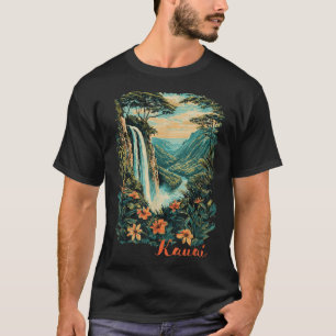 Camiseta Cañón de cataratas Kauai Hawaii Árboles tropicales
