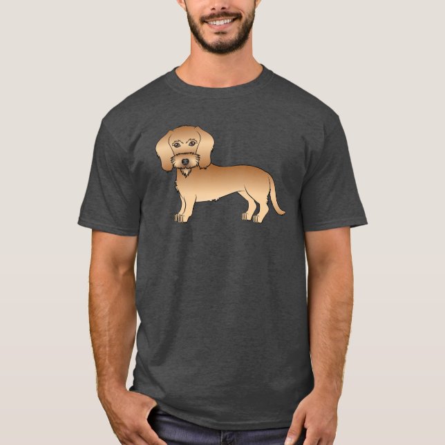 Camiseta Cañón de ruedas Haired Dachshund Perro de caricatu (Anverso)