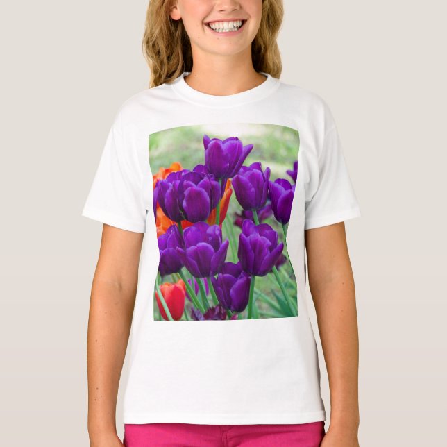 Camiseta Cañón de tulipanes morado oscuro (Anverso)